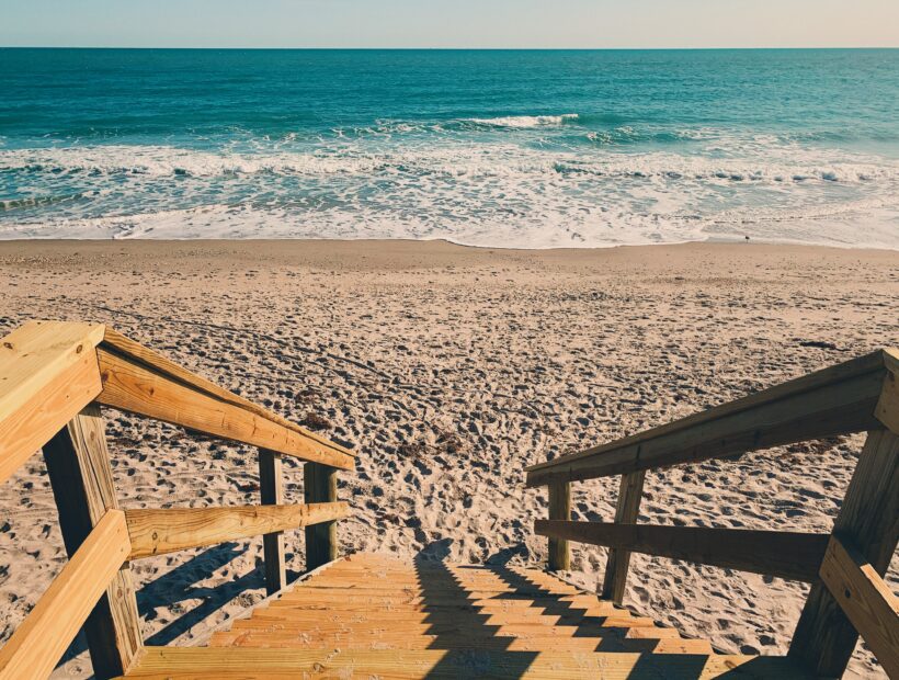 walking down to the Florida beach